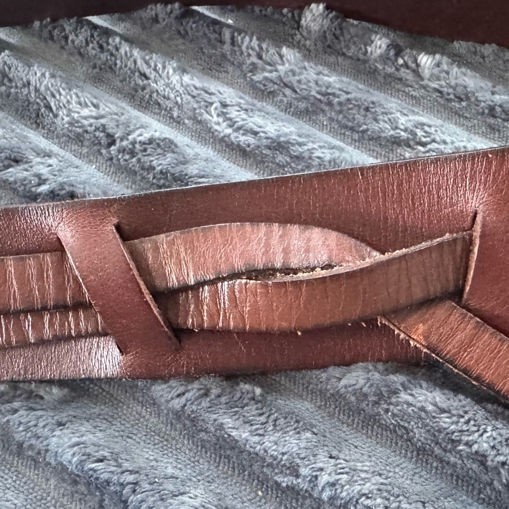 Brown Leather Braided Belt 5 holes stylish